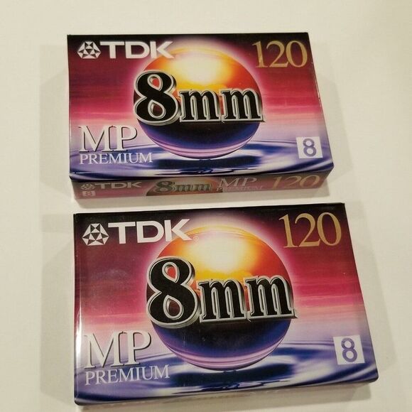 Vintage TDK P6-120MP 8mm 120 Minute Premium Camcorder Video Tapes Lot 2 New - Picture 2 of 3
